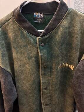 Vintage English Bay Sportswear Whistler Embroidered Green Acid Wash Bomber Jacke